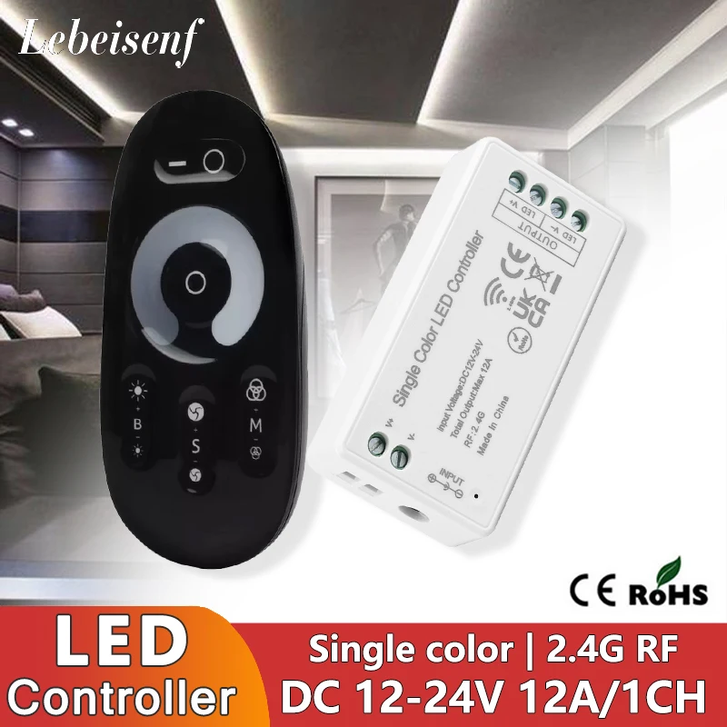 12A DC 12V-24V LED Single Color Dimmer Controller with 2.4G RF Full Touch Remote for Constant Voltage PWM Signal LED COB Strip
12A DC 12V-24V LED Single Color Dimmer Controller with 2.4G RF Full Touch Remote for Constant Voltage PWM Signal LED COB Strip