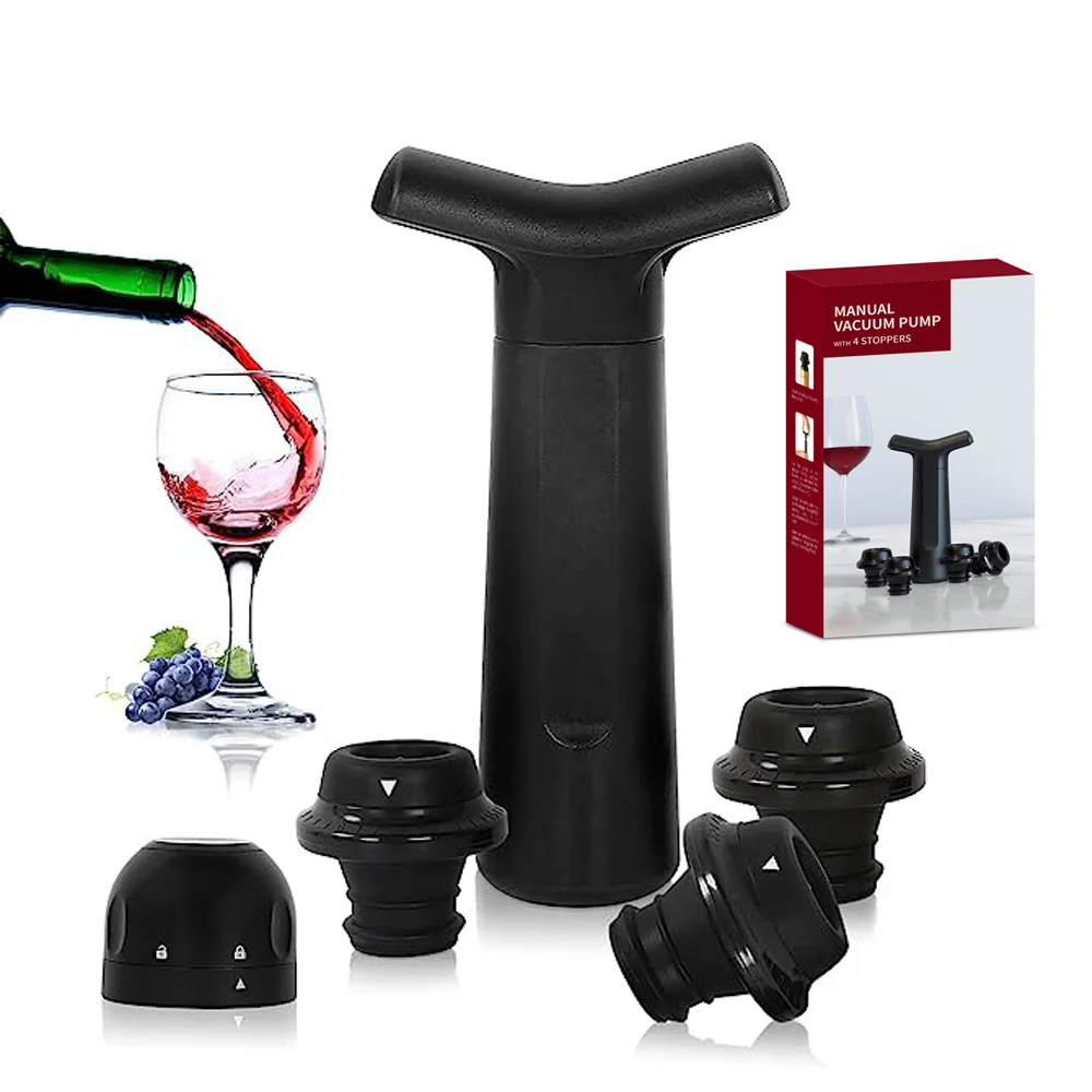 Вакуумный насос для экономии вина, ручная пробка для вина с 4 многоразовыми пробками для винных бутылок, сохраняет свежесть вина до 7 дней
Вакуумный насос для экономии вина, ручная пробка для вина с 4 многоразовыми пробками для винных бутылок, сохраняет свежесть вина до 7 дней