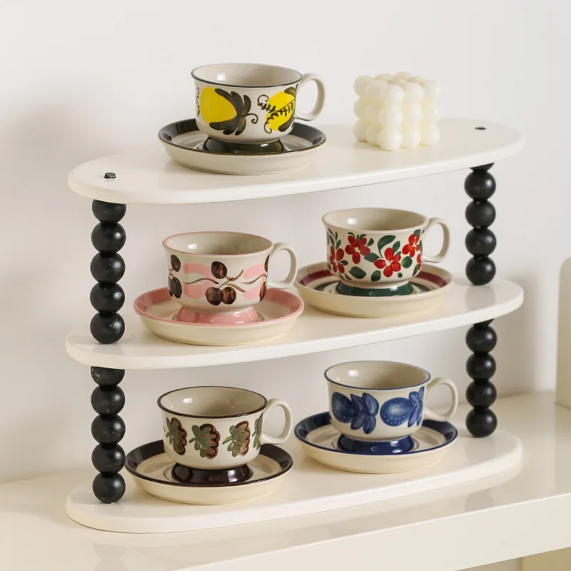 

220ml Ceramic Cup Hand-painted Flower Coffee Cups Tableware Set Medieval Afternoon Tea Retro Mugs Milk Breakfast Mug Couple Gift