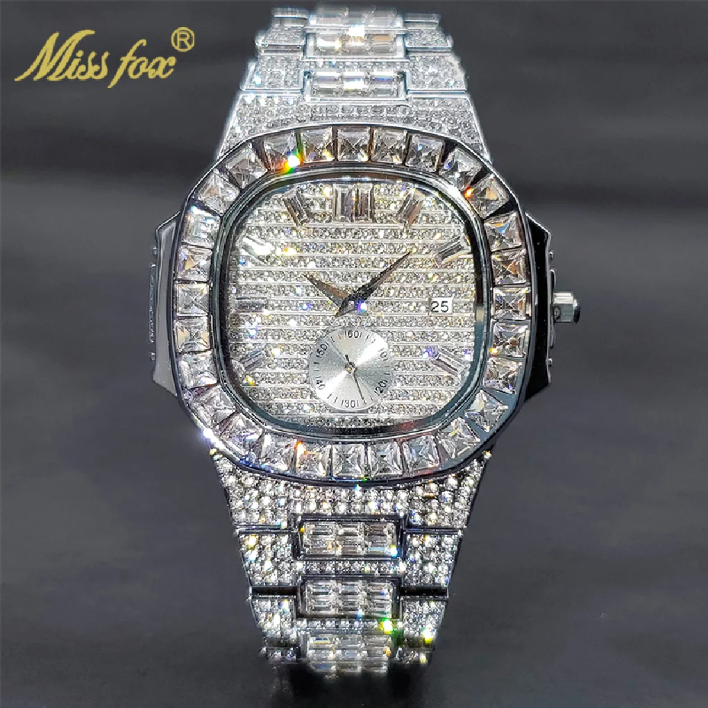 MISSFOX Men's Watch Iced Out Luxury Designer Hip Hop Streetwear Baguette Men Wristwatches Stainless Steel Diamond Jewelry New
MISSFOX Men's Watch Iced Out Luxury Designer Hip Hop Streetwear Baguette Men Wristwatches Stainless Steel Diamond Jewelry New