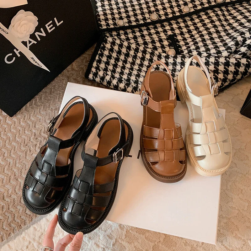 LeShion Of Chanmeb Handmade Genuine Leather Women Roman Retro Sandals T-strap Buckle Low Heels Woven Band Casual Sandals Ladies
LeShion Of Chanmeb Handmade Genuine Leather Women Roman Retro Sandals T-strap Buckle Low Heels Woven Band Casual Sandals Ladies