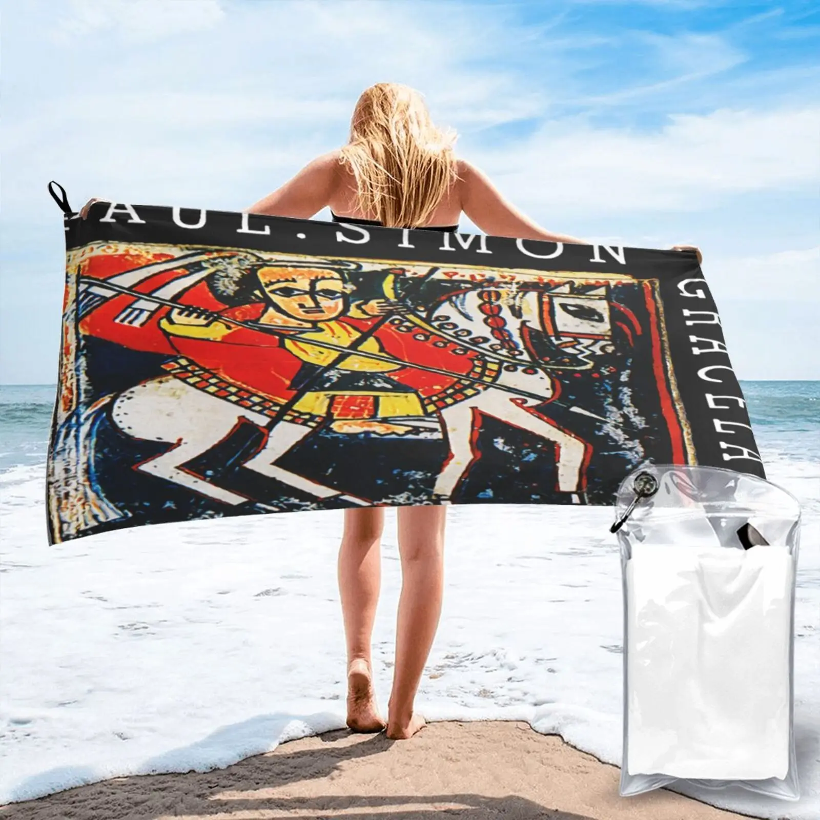 

Пляжное полотенце 80S 1987 Paul Simon Graceland с рисунком, Большое банное полотенце для лица и душа, Товары для ванной комнаты, сауна для дома