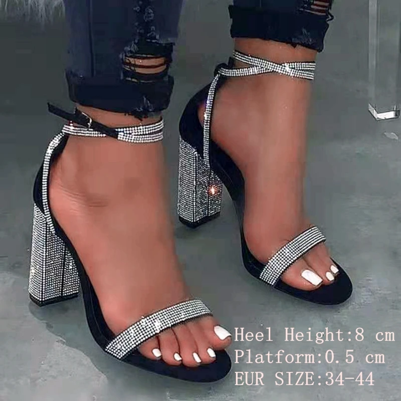 New Full Dress Shoes Elegant Women Luxury Silver Rhinestone Sandals Gold Chunky Heels Strapply Shoes High Heeled Party Footwear
New Full Dress Shoes Elegant Women Luxury Silver Rhinestone Sandals Gold Chunky Heels Strapply Shoes High Heeled Party Footwear