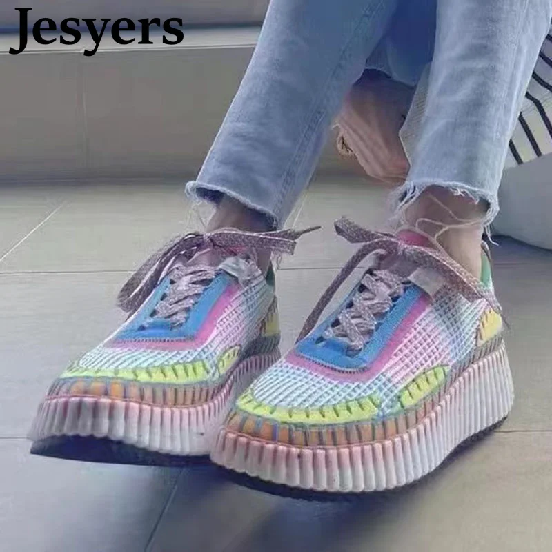 2022 Women Spring Mixed Colors Round Toe Flat Thick Sole Casual Shoes Ladies Breathable Platform Walking Shoes Lace Up Sneakers
2022 Women Spring Mixed Colors Round Toe Flat Thick Sole Casual Shoes Ladies Breathable Platform Walking Shoes Lace Up Sneakers