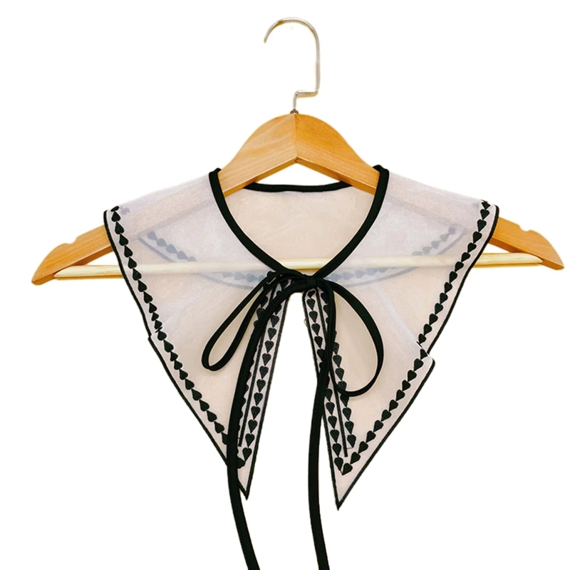 Women Emboridery Shawl Detachable Collar Sheer Half Shirt Dickey Lace-Up Bowknot Scarf Capelet for Girls
Women Emboridery Shawl Detachable Collar Sheer Half Shirt Dickey Lace-Up Bowknot Scarf Capelet for Girls