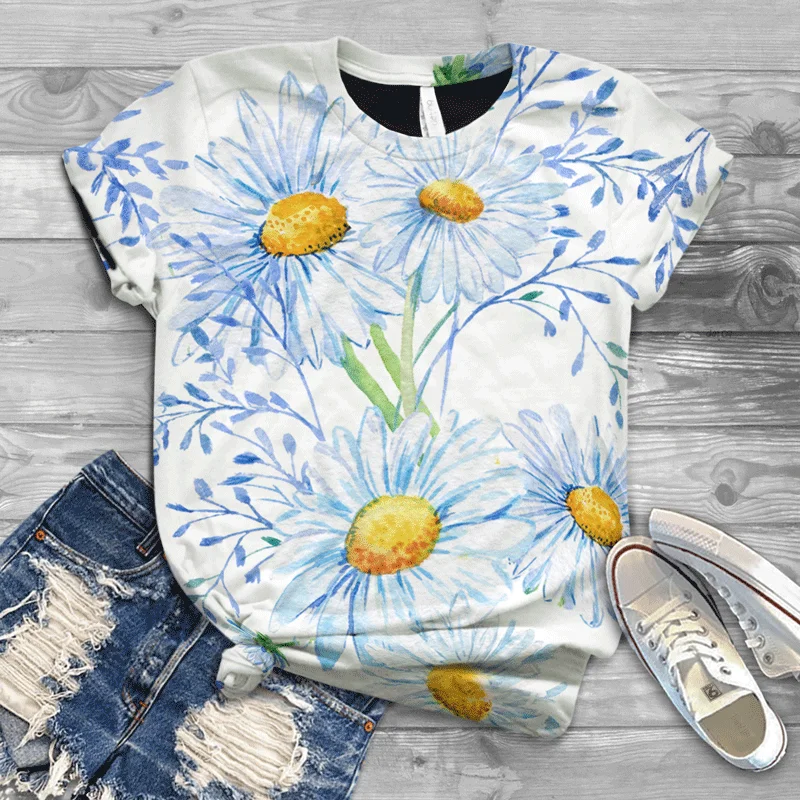 Summer Sunflower Butterfly 3D Print T Shirt Oversized Female Clothing Fashion Style Women Clothes T-Shirts Sexy Girls Tees Tops
Summer Sunflower Butterfly 3D Print T Shirt Oversized Female Clothing Fashion Style Women Clothes T-Shirts Sexy Girls Tees Tops