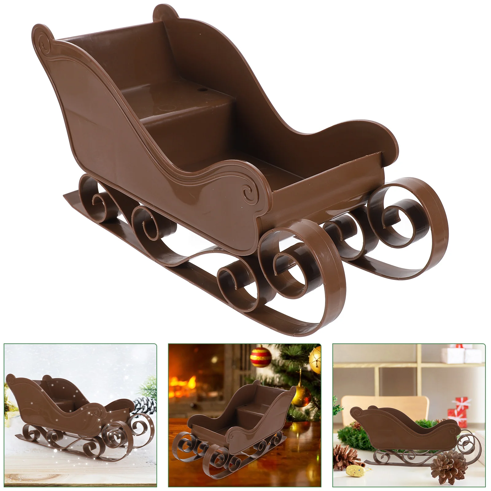 

Christmas Santa Sleigh Christmas Sleigh Basket Candy Dish Bowl Container Desk Fireplace Mantle Tabletop Sled Xmas Tree Hanging