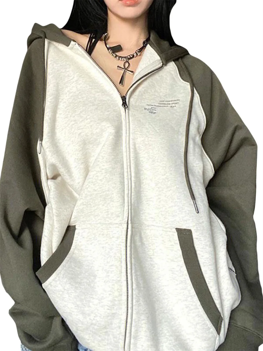 Женская винтажная толстовка с капюшоном, зеленая Толстовка с длинным рукавом, контрастной лентой и карманами, уличная одежда 
Женская винтажная толстовка с капюшоном, зеленая Толстовка с длинным рукавом, контрастной лентой и карманами, уличная одежда