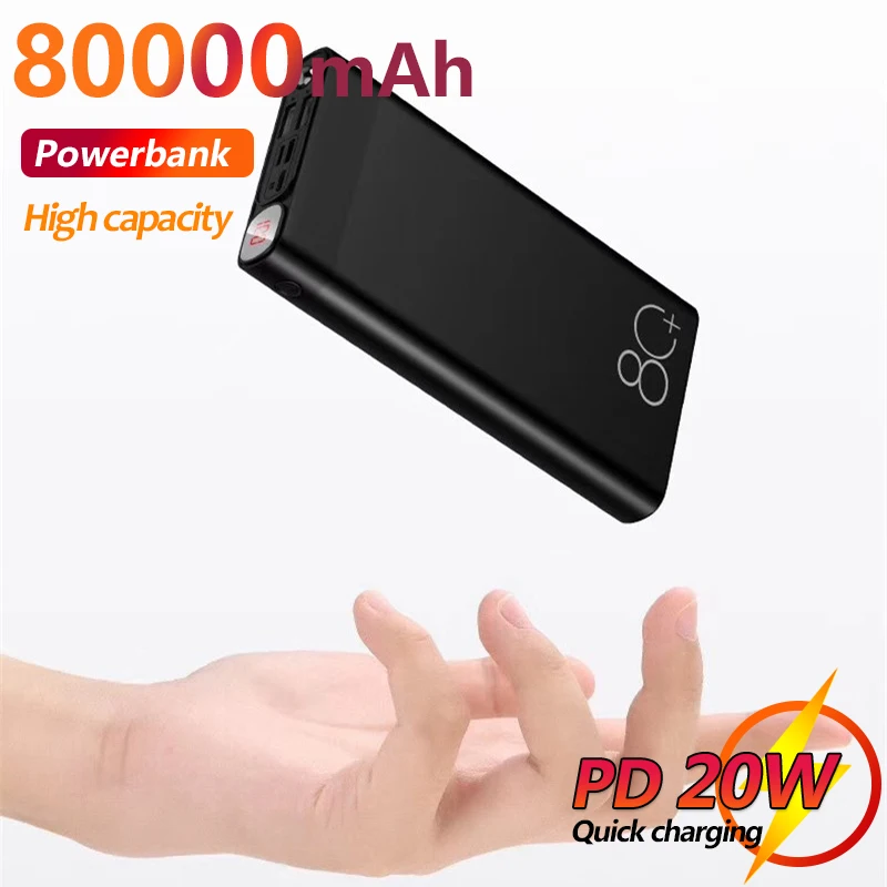 80000mAh Mobile Power Bank Large Capacity Portable External Fast Rechargeable Battery with 2USB Digital Display
80000mAh Mobile Power Bank Large Capacity Portable External Fast Rechargeable Battery with 2USB Digital Display