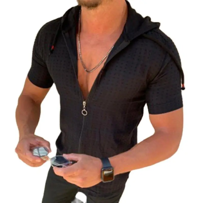 Fashion Short sleeved Hoodie Zipper T shirt Men clothing Summer Solid color Casual Plaid print Open Stitch Thin Tshirt Mens 5XL
Fashion Short sleeved Hoodie Zipper T shirt Men clothing Summer Solid color Casual Plaid print Open Stitch Thin Tshirt Mens 5XL