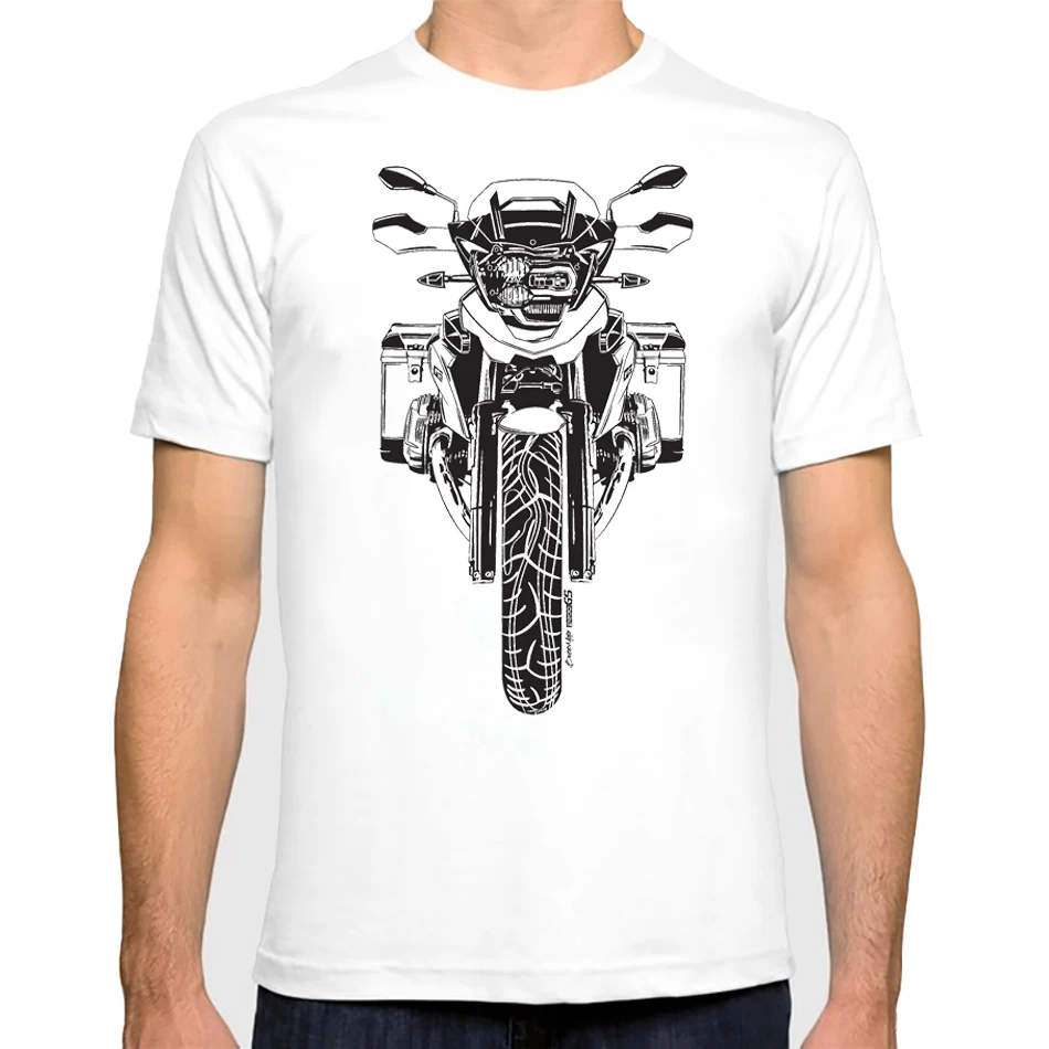 

Men's Motorcycle Design Print T-shirt Summer Moto 1250GS Black Motorcycle Hipster print Tee Shirt White Casual T Shirts Outfits