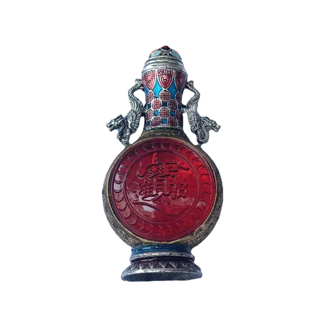 

Различные поделки под старину, античная тибетская Серебряная инкрустированная глазурованная табак бутылка, табак бутылка