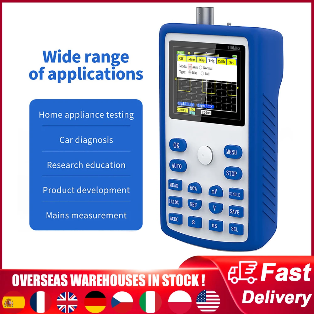 

FNIRSI-1C15 Digital Oscilloscope 500MS/S Sampling Rate 110MHz Bandwidth 1KHz/3.3V Calibration Square Wave Measuring Oscilloscope