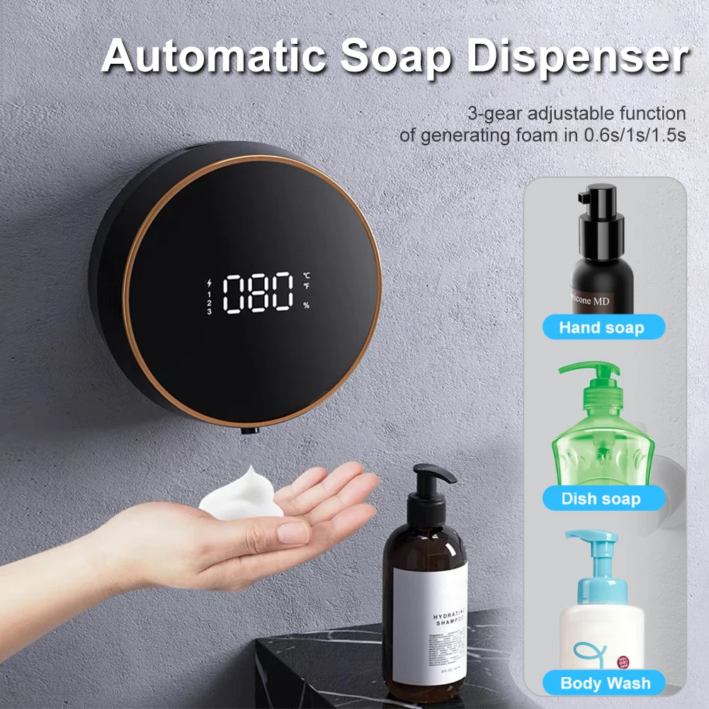 Automatic Soap Dispenser Wall Mount 3-Level Adjustable Hand Sanitizer Dispenser With Temperature Display For Bathroom Kitchen
Automatic Soap Dispenser Wall Mount 3-Level Adjustable Hand Sanitizer Dispenser With Temperature Display For Bathroom Kitchen