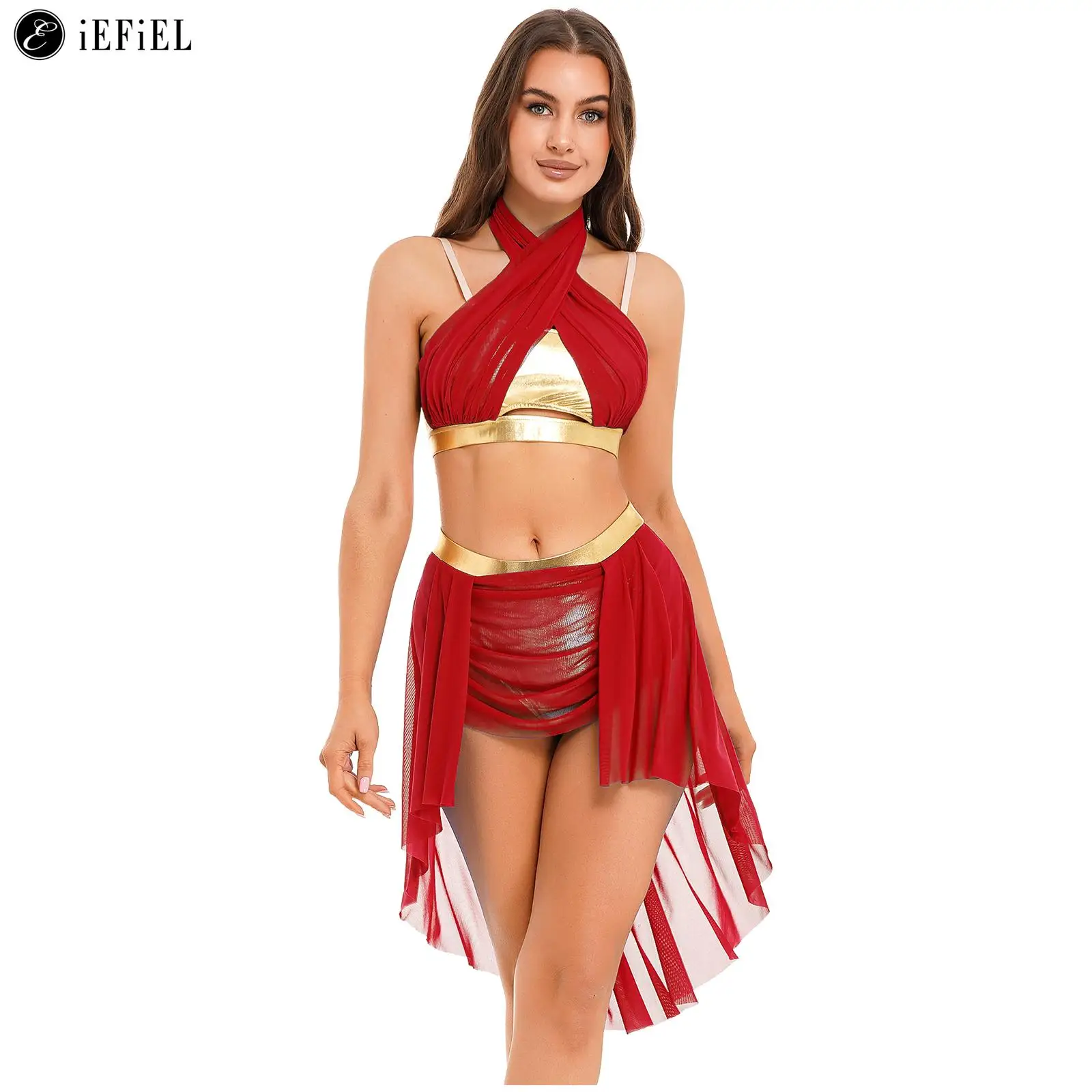 Womens 2 Piece Lyrical Dance Costume Cross Over Crop Top Asymmetrical Flowy Mesh Tulle Skirt Modern Contemporary Dancewear
Womens 2 Piece Lyrical Dance Costume Cross Over Crop Top Asymmetrical Flowy Mesh Tulle Skirt Modern Contemporary Dancewear