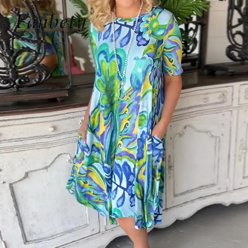 Summer Boho Loose Women Party Dresses Casual O-Neck Pullover Beach Dress 2023 Elegant Retro Floral Print Short Sleeve Midi Dress
Summer Boho Loose Women Party Dresses Casual O-Neck Pullover Beach Dress 2023 Elegant Retro Floral Print Short Sleeve Midi Dress