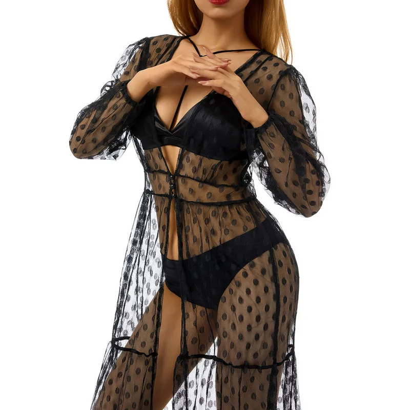 Sexy Women Sheer Beachwear Cardigan, Long Sleeve Ankle Long Dress Dots Yarn Coat for Summer Beach, Women Clothing
Sexy Women Sheer Beachwear Cardigan, Long Sleeve Ankle Long Dress Dots Yarn Coat for Summer Beach, Women Clothing