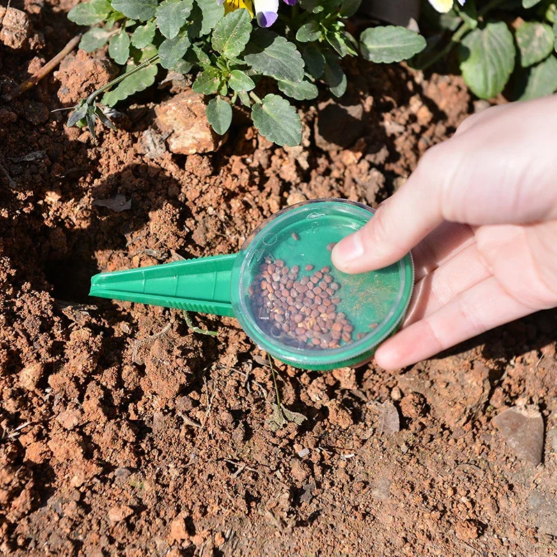 

Диспенсер для семян, садовый разбрасыватель для семян, ручной садовый инструмент с регулируемым размером отверстий для посадки в саду, 10 шт.