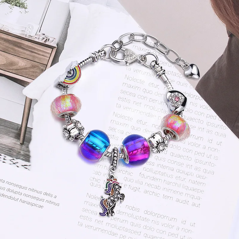 Hot Sale Crystal Unicorn Bracelet for Girls Jewelry Gift Classic European Macroporous Beads Star Charms Bracelet for Women
Hot Sale Crystal Unicorn Bracelet for Girls Jewelry Gift Classic European Macroporous Beads Star Charms Bracelet for Women