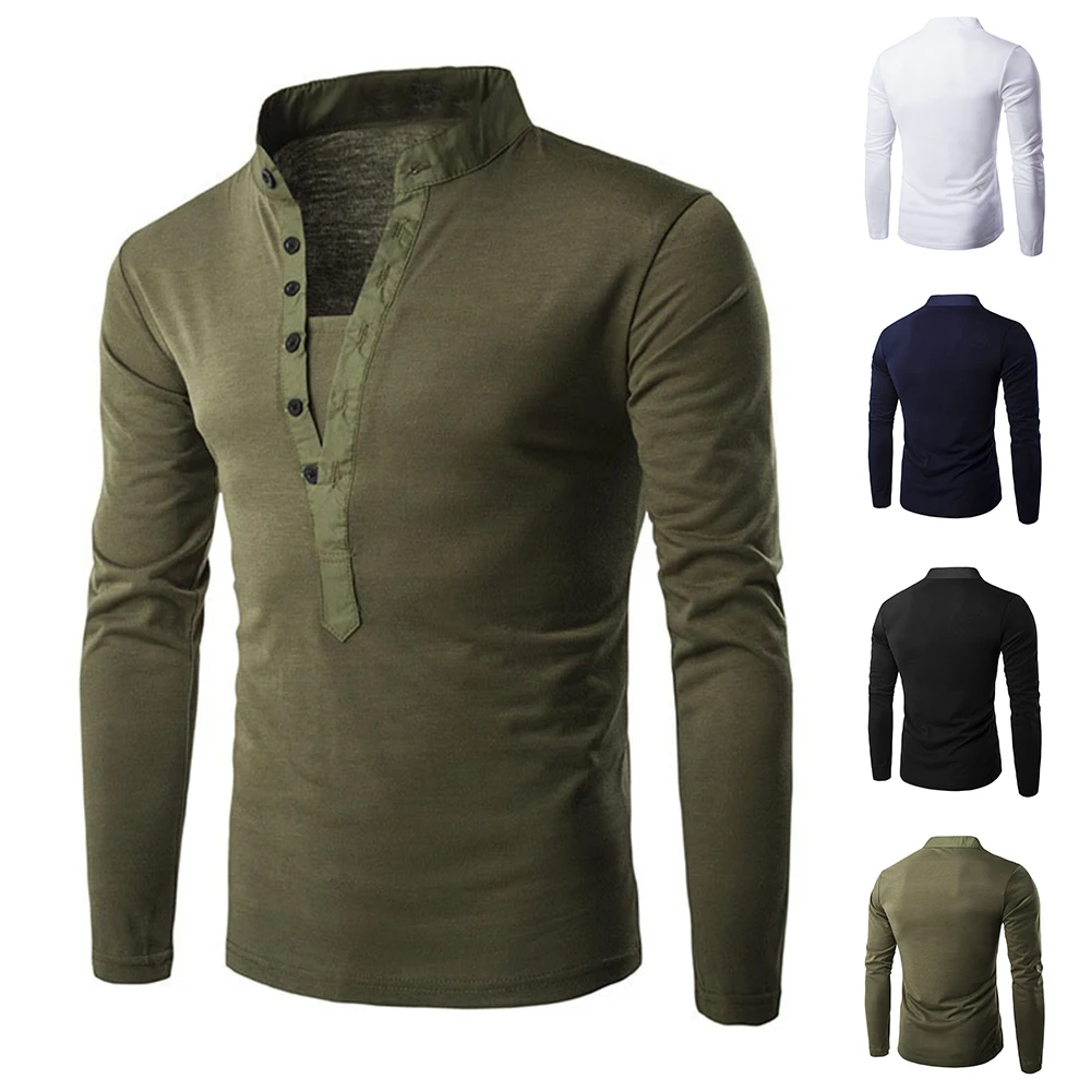 Men Long Sleeve Stand Up Collar T Shirt Casual Slim Fit Button Tee Tops Blouse Solid Fashion Clothes Summer Tops Shirts
Men Long Sleeve Stand Up Collar T Shirt Casual Slim Fit Button Tee Tops Blouse Solid Fashion Clothes Summer Tops Shirts