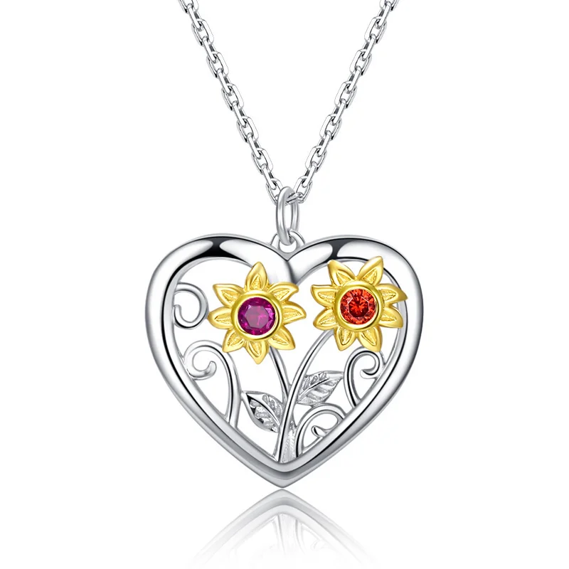 925 Sterling Silver Sunflower Necklace Love Pendant Carved with Birthstone Zirconia for Mother Women Wholesale Fine Jewelry
925 Sterling Silver Sunflower Necklace Love Pendant Carved with Birthstone Zirconia for Mother Women Wholesale Fine Jewelry