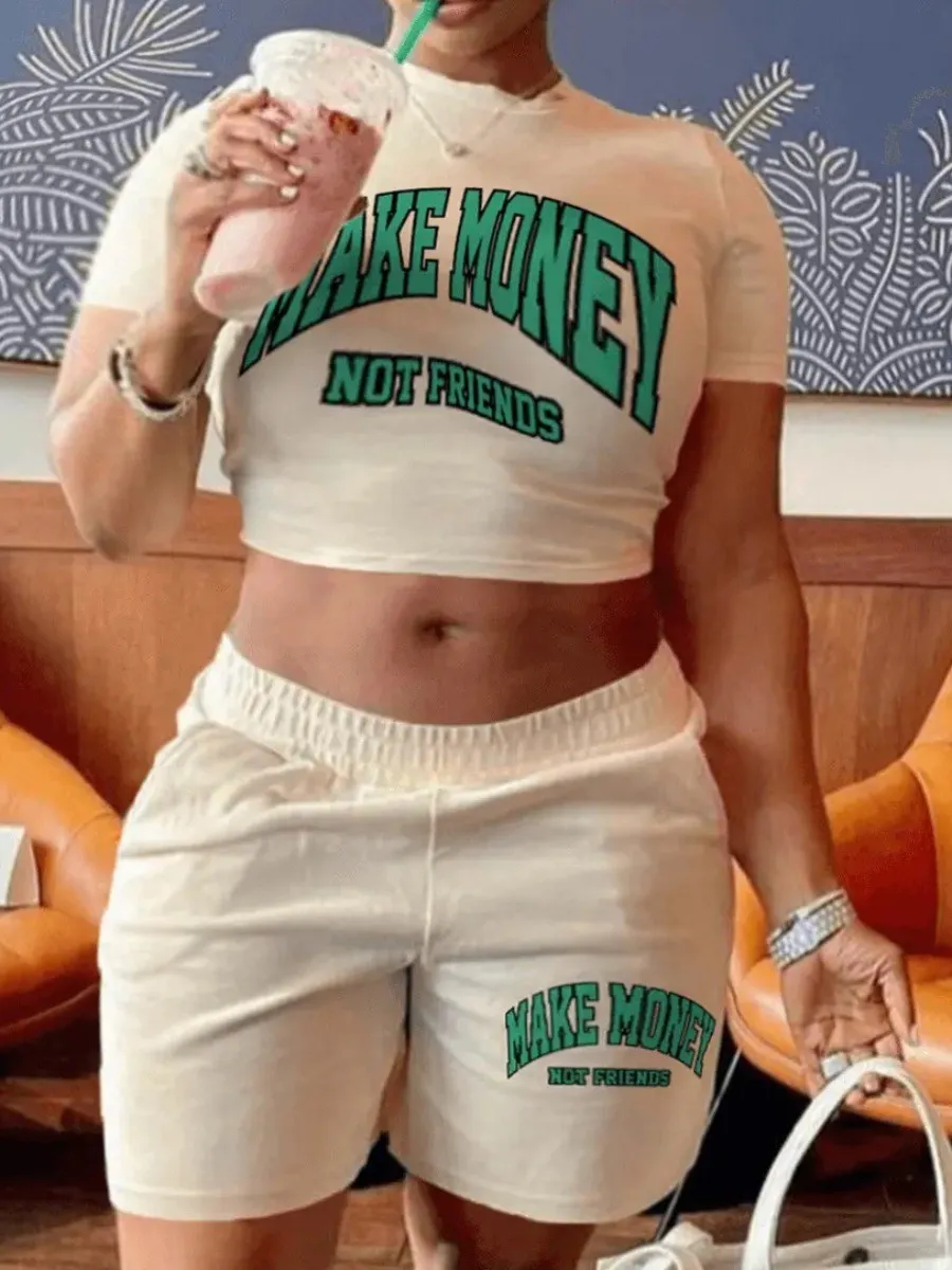 LW Plus Size Letter Print Two Pieces Short Sleeve Crew Neck Crop Top&Elastic Waist Regular Fit Matching Shorts Set 2pcs Outfits
LW Plus Size Letter Print Two Pieces Short Sleeve Crew Neck Crop Top&Elastic Waist Regular Fit Matching Shorts Set 2pcs Outfits