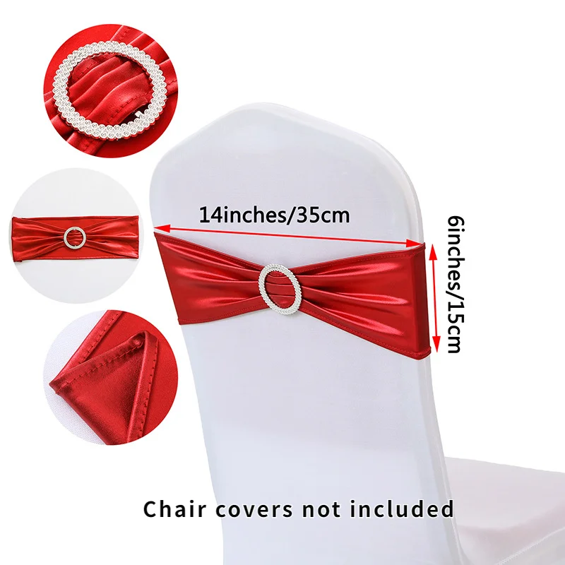 

Spandex Chair Sashes Bow Gold Wedding Lycra Band Stretch For Covers Decoration Hotel Banquet Sash