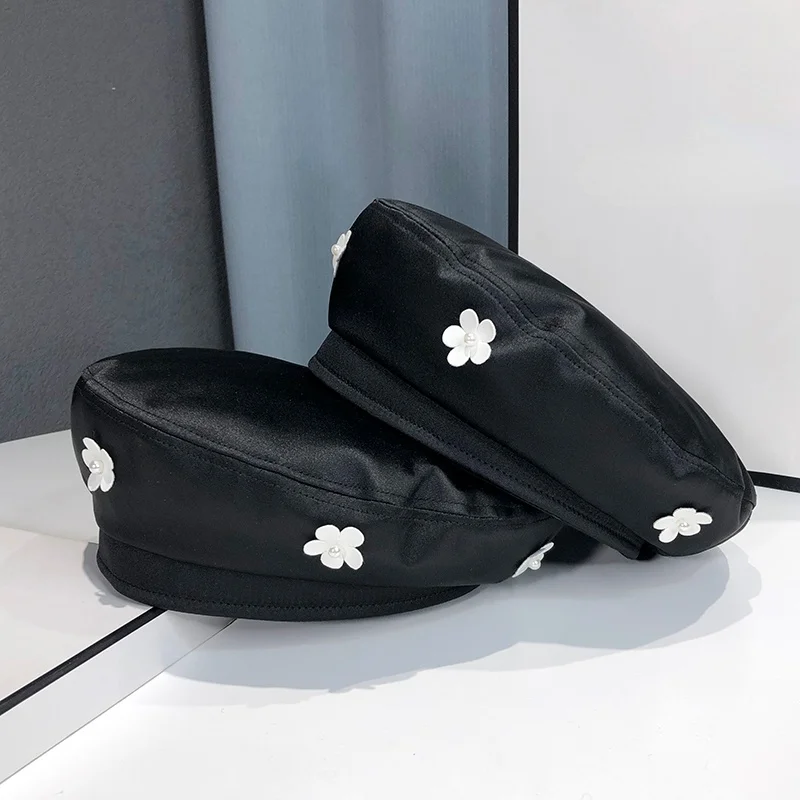 Luxurious Women Black French Artist Wild British Silk Beret Design 3D Flower Fashion Retro Painter Ladies Hat Gorros
Luxurious Women Black French Artist Wild British Silk Beret Design 3D Flower Fashion Retro Painter Ladies Hat Gorros