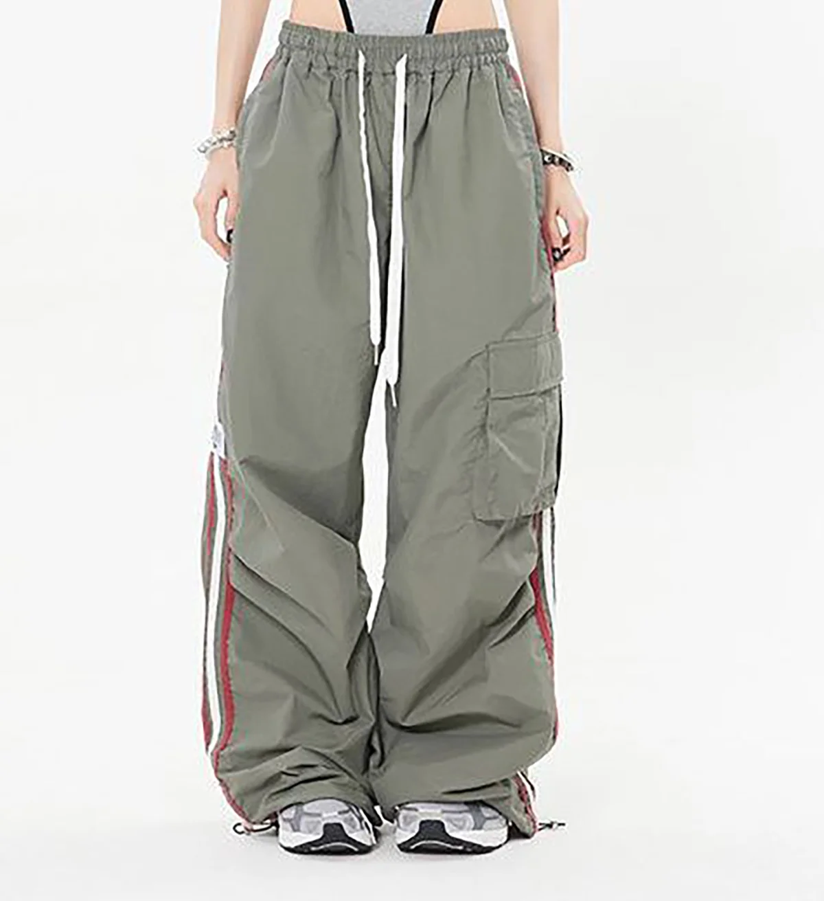 

Y2K женские штаны карго уличная одежда с широкими штанинами, повседневные свободные полосатые спортивные тренировочные брюки с парашютом в стиле Харадзюку, мешковатые брюки-джоггеры