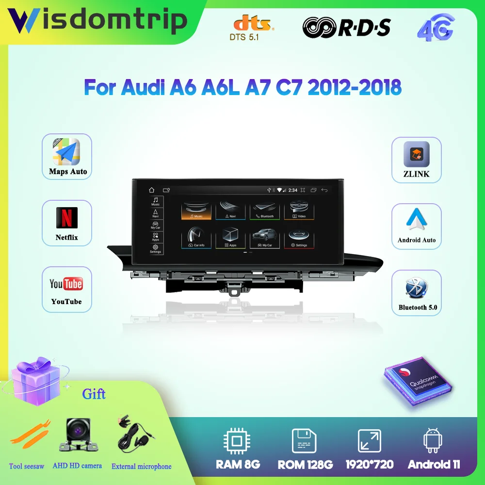 Для Audi A6 A6L A7 C7 2012-2018 умный мультимедийный видеоплеер Радио GPS 4G навигация CarPlay Android