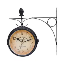 decor steampunk station unique wall clocks vintage room neon clock station- European- style Double- sided Wall Clock Creative-
