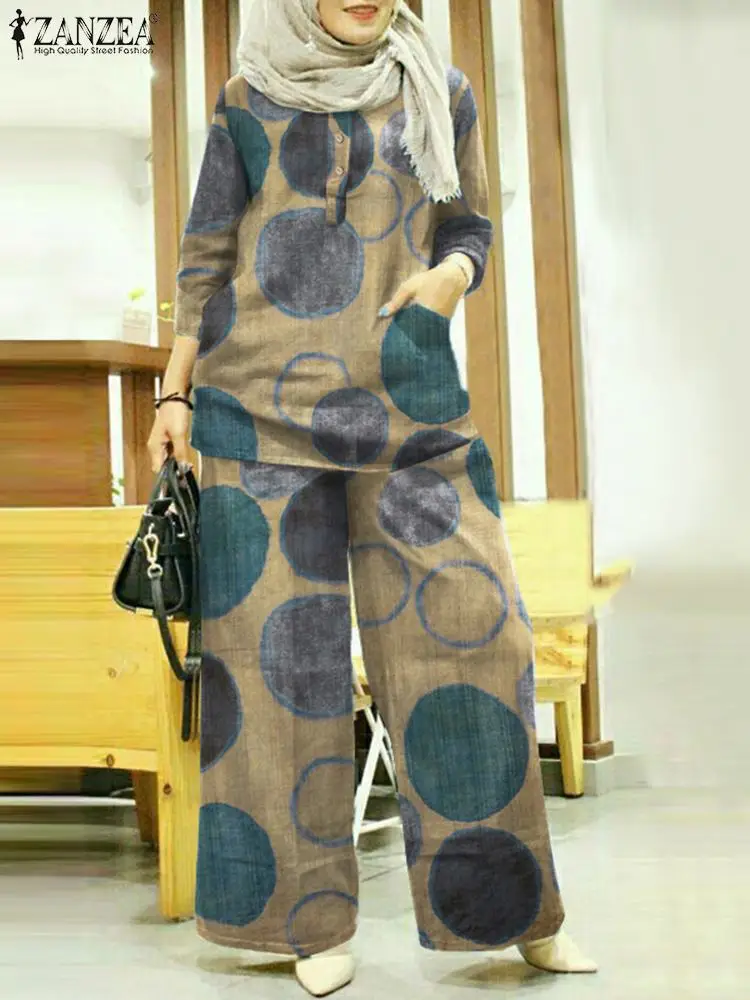 ZANZEA Women Spring Muslim Suit Button Floral Print 3/4 Sleeve O-Neck Blouse Pant Trouser Loose Vintage Abaya Kaftan Set 2PCS
ZANZEA Women Spring Muslim Suit Button Floral Print 3/4 Sleeve O-Neck Blouse Pant Trouser Loose Vintage Abaya Kaftan Set 2PCS