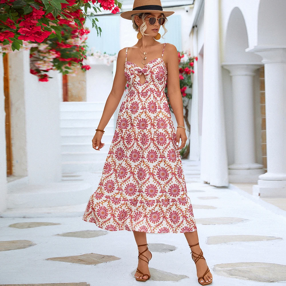 Woman Midi Boho Dresses Summer Spaghetti Strap Twist Cut Out High Waist Ruffle Sundress Sexy Backless Floral Printed Beach Dress
Woman Midi Boho Dresses Summer Spaghetti Strap Twist Cut Out High Waist Ruffle Sundress Sexy Backless Floral Printed Beach Dress