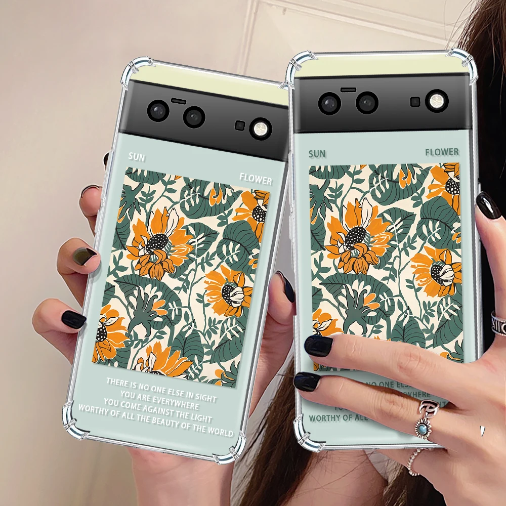 Luxury Transparent Phone Case for Google Pixel 7a 7Pro 7 Shockproof Soft Silicone Coque for Pixel 6a 6 6Pro Sunflower Cover
Luxury Transparent Phone Case for Google Pixel 7a 7Pro 7 Shockproof Soft Silicone Coque for Pixel 6a 6 6Pro Sunflower Cover