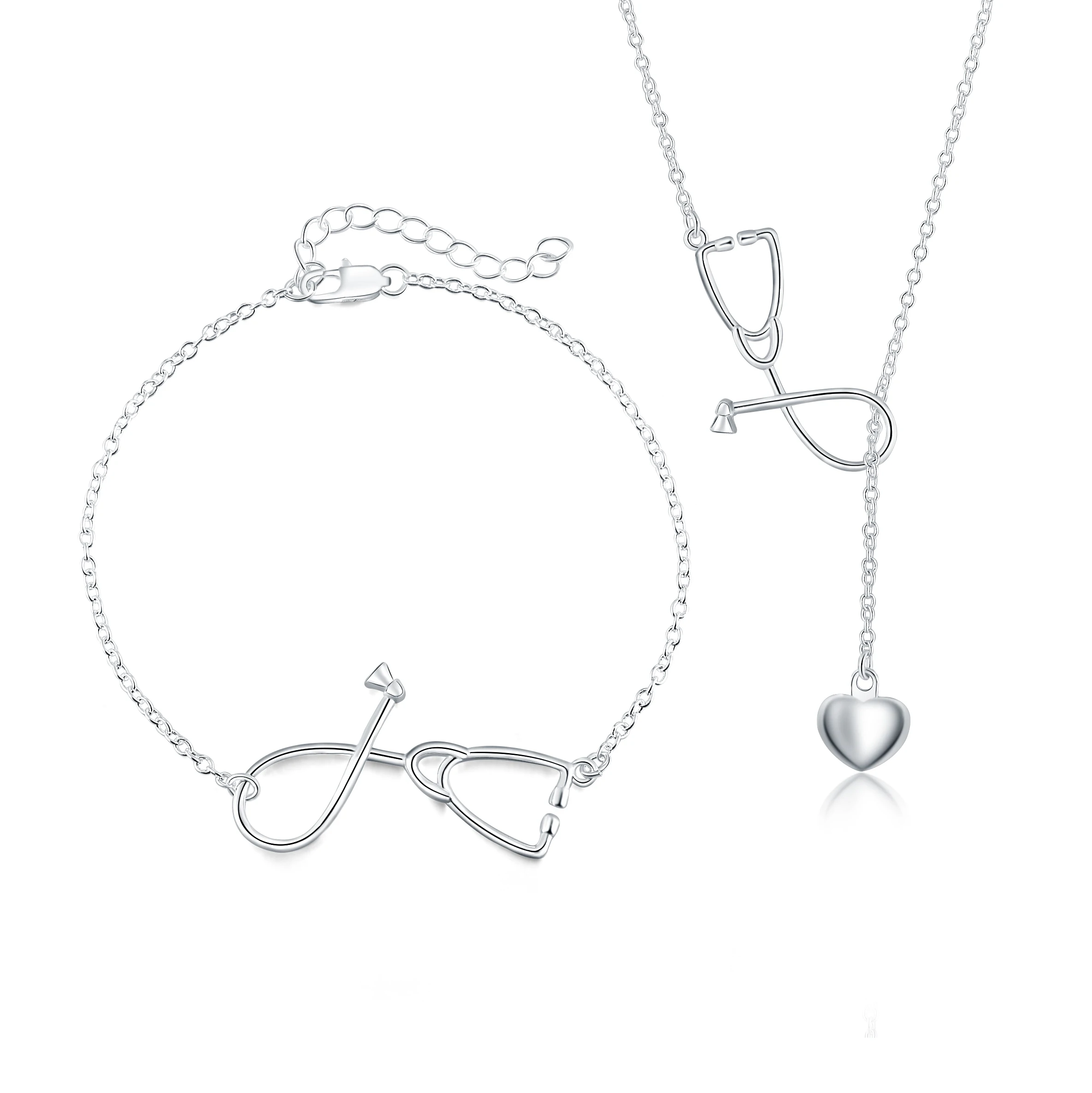 Special Offer 925 Sterling Silver Beautiful Stethoscope Heart Necklace Bracelet Women Jewelry Set Fashion Wedding Gifts
Special Offer 925 Sterling Silver Beautiful Stethoscope Heart Necklace Bracelet Women Jewelry Set Fashion Wedding Gifts