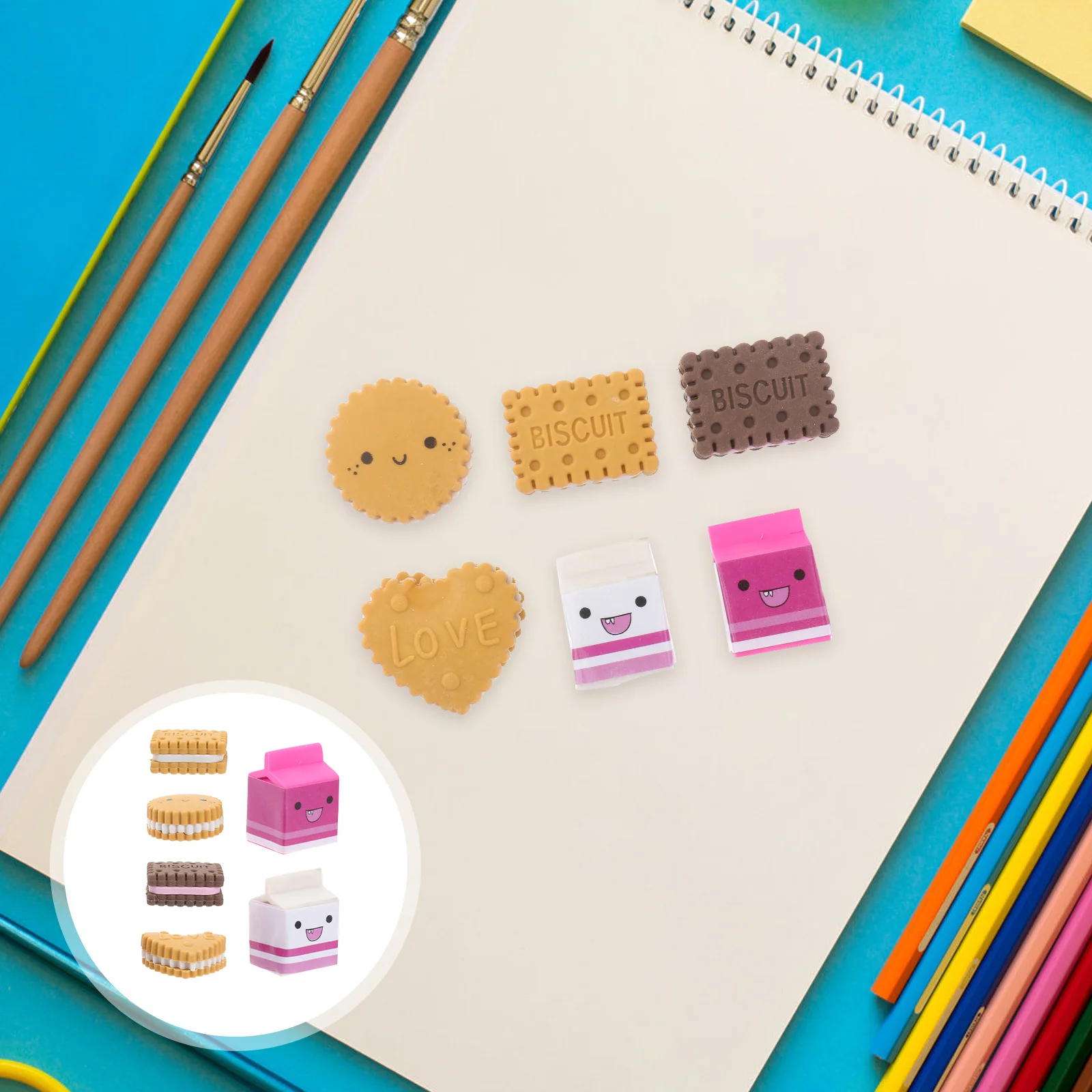 6pcs Box-packed Kawaii Milk Cookies Biscuit Erasers School Stationery Supplies Creative Gift for Kids Children Students
6pcs Box-packed Kawaii Milk Cookies Biscuit Erasers School Stationery Supplies Creative Gift for Kids Children Students