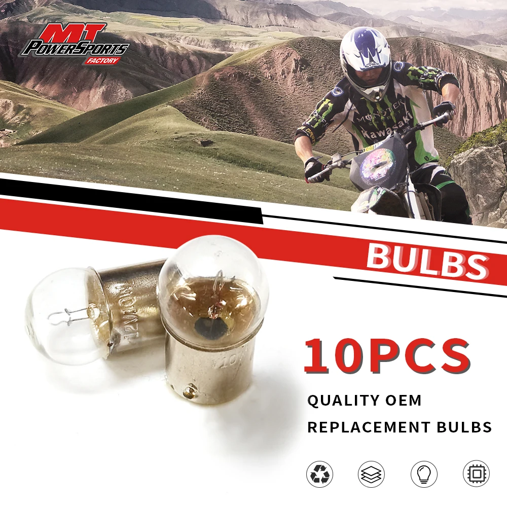 10PCS 12V 10W BA15S Halogen Headlamps Bulbs Indicator Bayonet Single Filament (A4125) For ATV Moped Scooter motorcycle Lights
10PCS 12V 10W BA15S Halogen Headlamps Bulbs Indicator Bayonet Single Filament (A4125) For ATV Moped Scooter motorcycle Lights