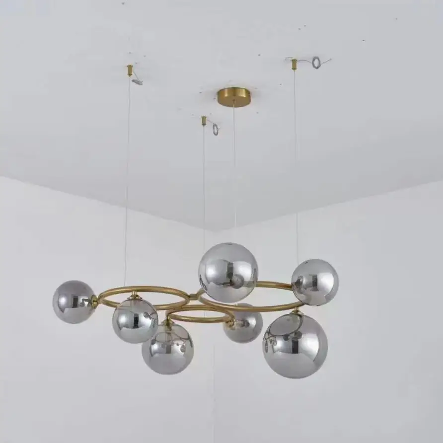 

Современная светодиодная стеклянная люстра в форме шара, подвесная кольцевая лампа для гостиной, столовой, спальни, украшение, стеклянный шар, люстра, подвесной светильник
