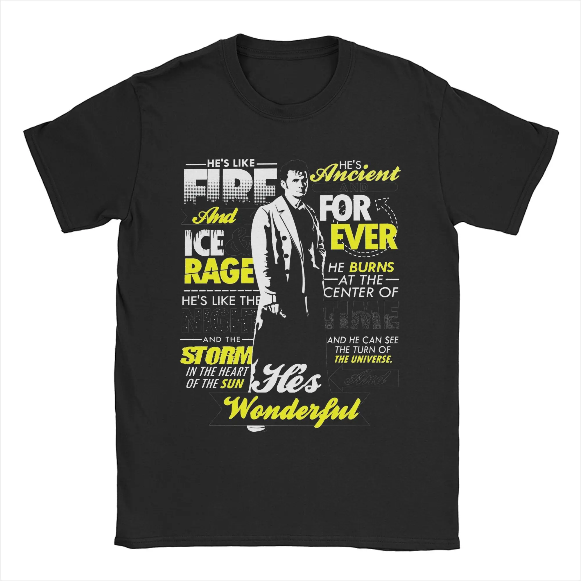 Dr Who Fire and Ice Rage T-Shirt Unisex 100%Cotton Top Tee Leisure Round Neck Short Sleeve