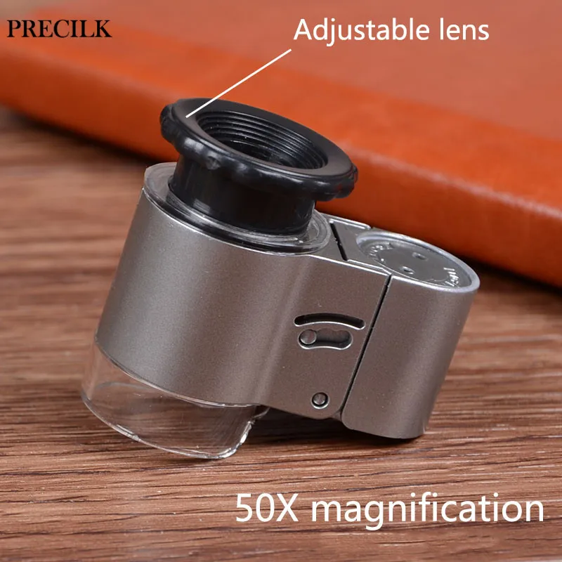 2 LED 1UV Light 50X Handheld Microscope Magnifier Small Loupe Mirror Magnifying Glasses Jewelry Antique Calligraphy and Painting
2 LED 1UV Light 50X Handheld Microscope Magnifier Small Loupe Mirror Magnifying Glasses Jewelry Antique Calligraphy and Painting