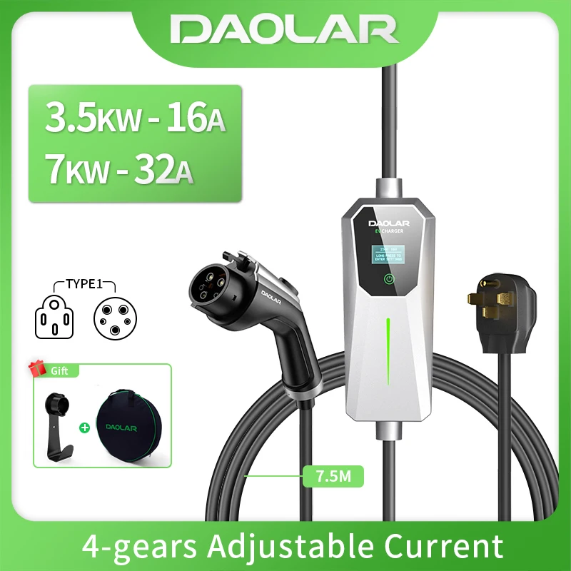 Daolar EV Charger 7kw 32A 5m Portable fast car charger Electric Car Charger IEC62196-2 CEE Plug Type1 Electric Vehicle Charger
Daolar EV Charger 7kw 32A 5m Portable fast car charger Electric Car Charger IEC62196-2 CEE Plug Type1 Electric Vehicle Charger