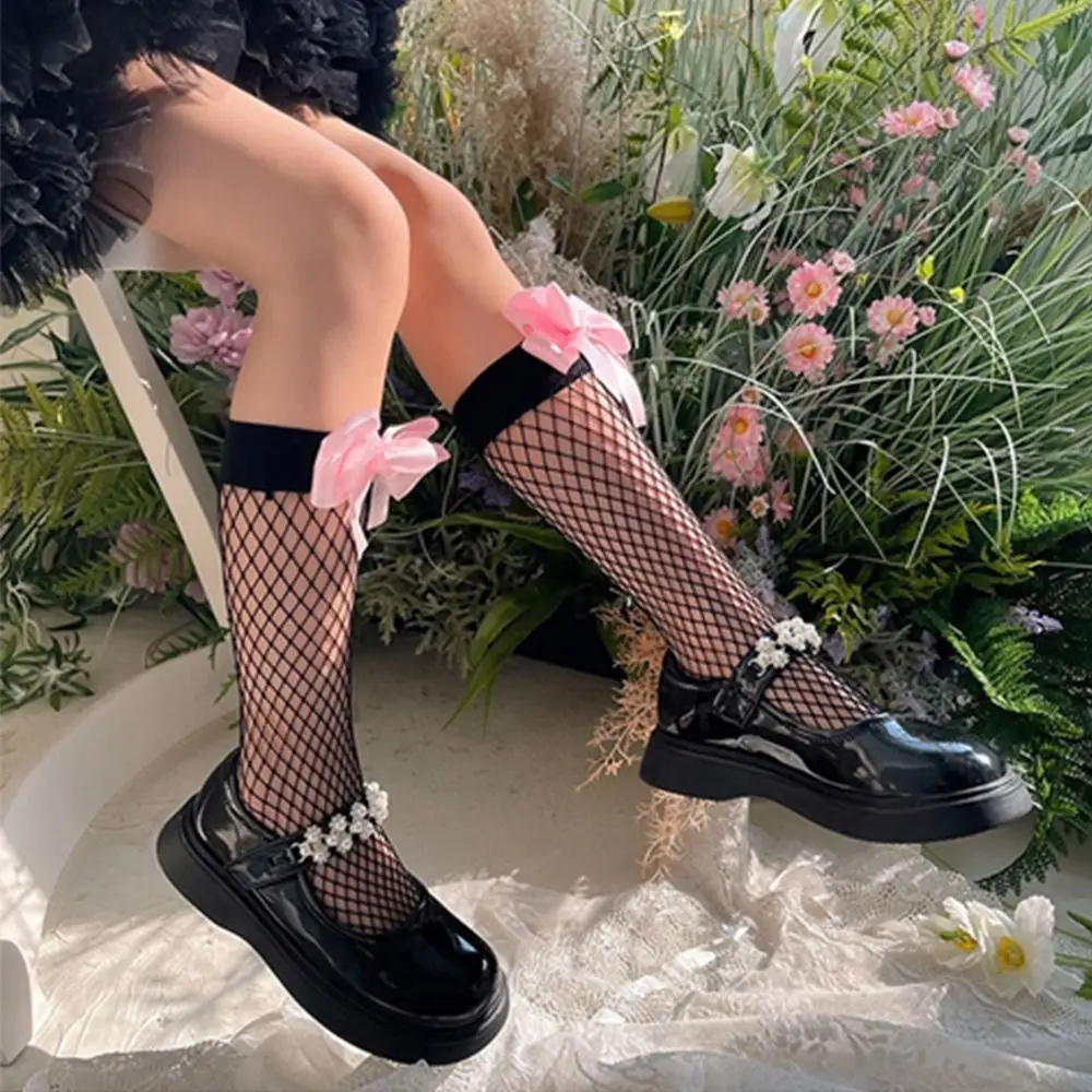 

Cute Lovely Gauze Lolita Lace Summer Solid Color Fishnet Middle Tube Socks Girls Calf Socks Korean Style Socks Kids Hosiery