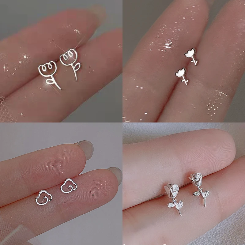 New 925 Silver Mini Stud Earrings for Women Small Flowers Roses Clouds Helix Cartilage Tragus Lobe Ear Piercing Jewelry Gifts
New 925 Silver Mini Stud Earrings for Women Small Flowers Roses Clouds Helix Cartilage Tragus Lobe Ear Piercing Jewelry Gifts