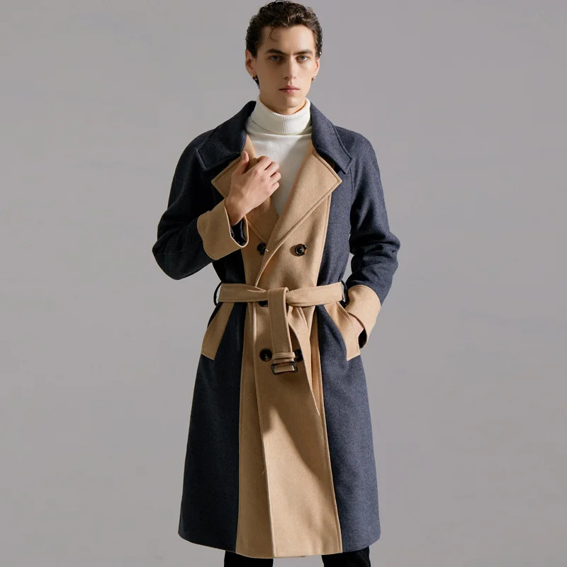 Men's Brand Spring New Color-blocking Over-the-knee Woolen Coat Winter Low Luxury Double Breasted Plus Size Windbreaker Jackets
Men's Brand Spring New Color-blocking Over-the-knee Woolen Coat Winter Low Luxury Double Breasted Plus Size Windbreaker Jackets