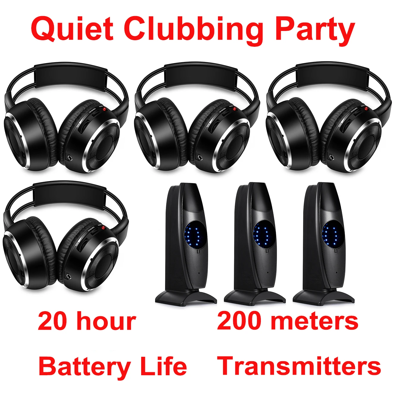 Silent Disco Folding Wireless Headphones -Family Small Party Bundle with 4 Headsets + 3 Transmitters in 350m
Silent Disco Folding Wireless Headphones -Family Small Party Bundle with 4 Headsets + 3 Transmitters in 350m
