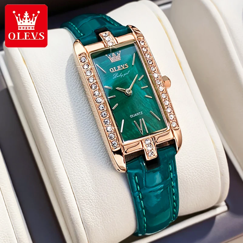 Женские кварцевые часы с прямоугольным циферблатом, на кожаном ремешке 
Женские кварцевые часы с прямоугольным циферблатом, на кожаном ремешке