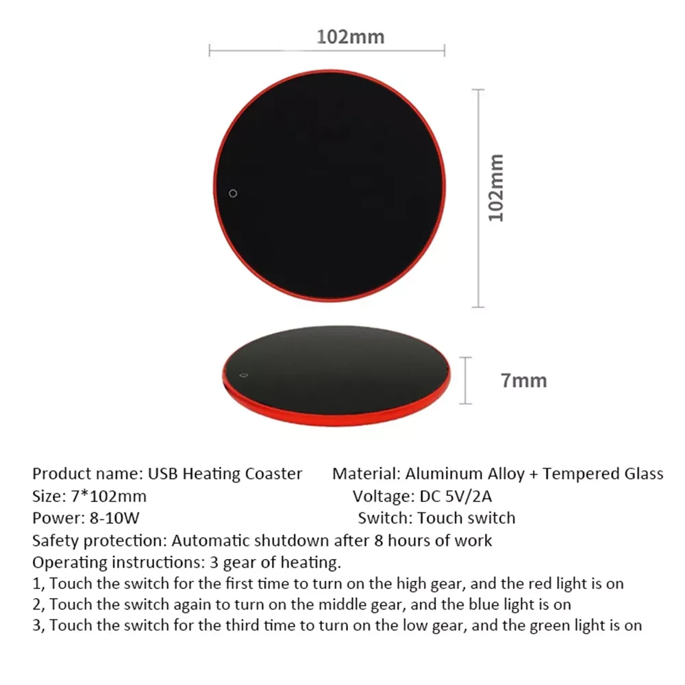 NEW2023 Mini Portable USB Cup Warmer 3 Gear Coffee Mug Heating Coaster Smart Thermostatic Hot Plate Milk Tea Water Heating Pad H
NEW2023 Mini Portable USB Cup Warmer 3 Gear Coffee Mug Heating Coaster Smart Thermostatic Hot Plate Milk Tea Water Heating Pad H
