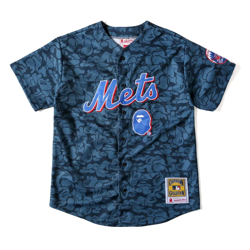 Bape Shirt By Bathing Ape Luxury Mens Summer Tops Blue Breathable Baseball Uniform Short Sleeve T-shirt Asian Size Blouse
Bape Shirt By Bathing Ape Luxury Mens Summer Tops Blue Breathable Baseball Uniform Short Sleeve T-shirt Asian Size Blouse
