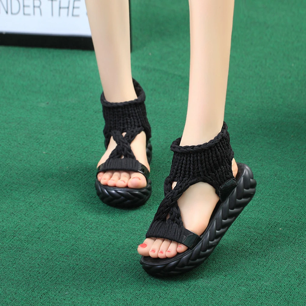 Women Gladiator Sandals Summer Flat Wool Shoes Thick-bottomed Knitting Sandals Solid Ladies Platform Sandalias Zapatos Mujer
Women Gladiator Sandals Summer Flat Wool Shoes Thick-bottomed Knitting Sandals Solid Ladies Platform Sandalias Zapatos Mujer