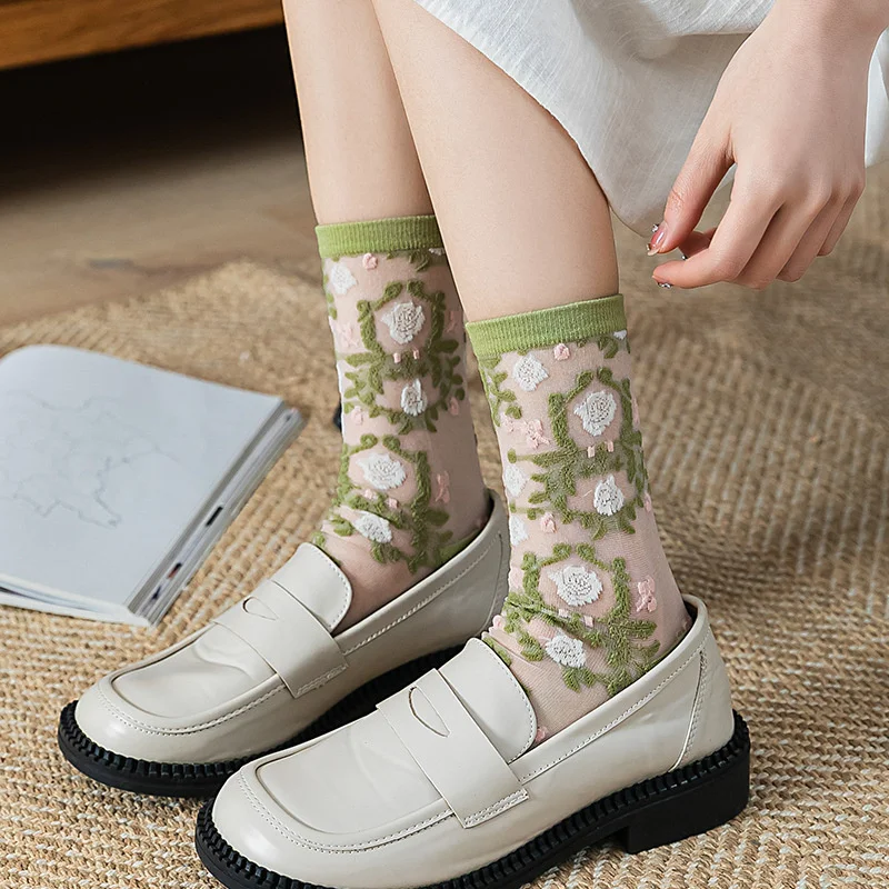 SP&CITY Summer Fairy Flower Embroidery Thin Lace Socks Crystal Silk Women's Middle Tube Socks Hollow Cotton Mesh Sock Hipster
SP&CITY Summer Fairy Flower Embroidery Thin Lace Socks Crystal Silk Women's Middle Tube Socks Hollow Cotton Mesh Sock Hipster